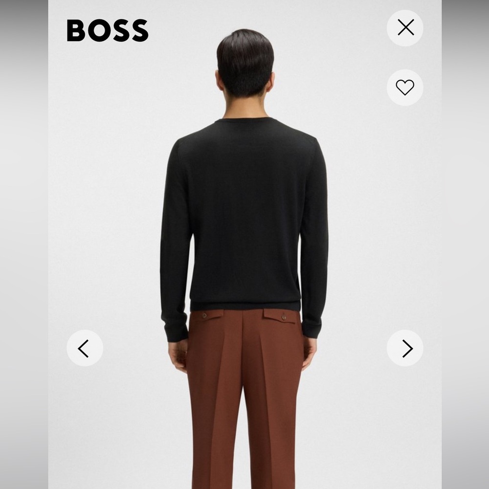 BOSS Slim Fit Black Merino Wool Crewneck Sweater - S - Picture 4 of 16